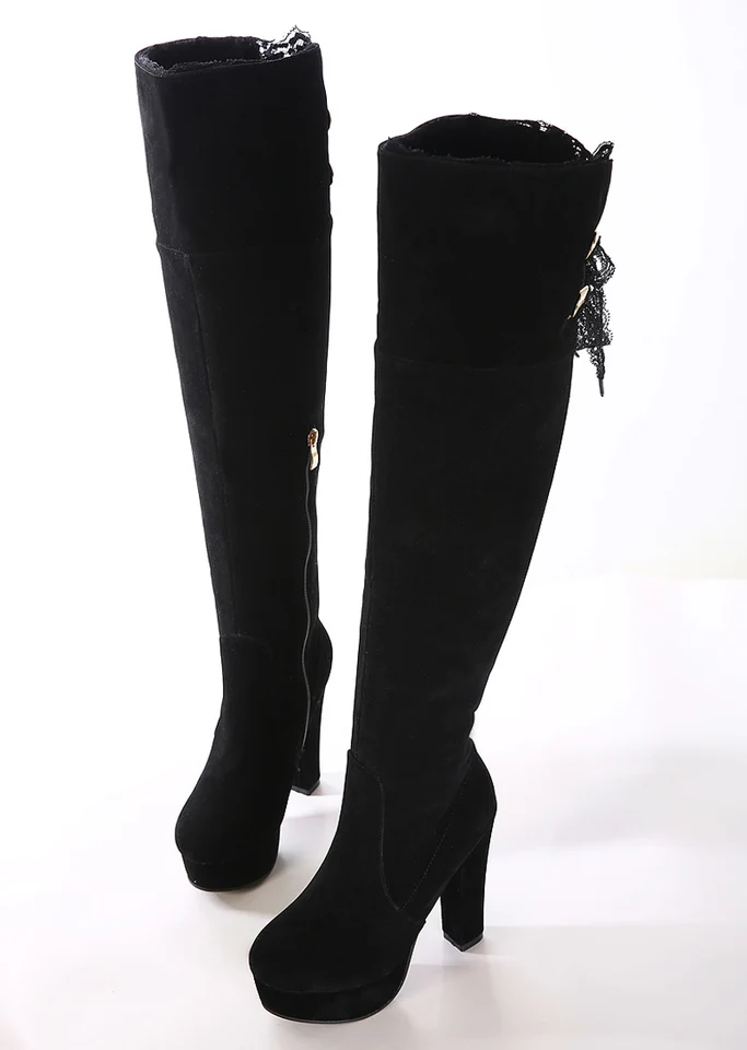 tall black boots lace up back