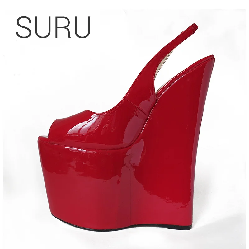 

SURU Peep Toe Wedges Slingbacks Sandals For Women 9 Inches Heels Pumps Plus Size 37-48 Custom Color Material Wholesale