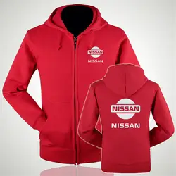 Толстовки с капюшоном на молнии Nissan логотипом молнии капюшоном флис с длинными рукавами куртка на молнии Толстовка