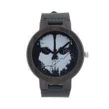 Noir Bois Montre Pour Hommes Et Femmes Ronde Montre-Bracelet Marque Casual Cadeau Horloge Avec Boîte de Papier
