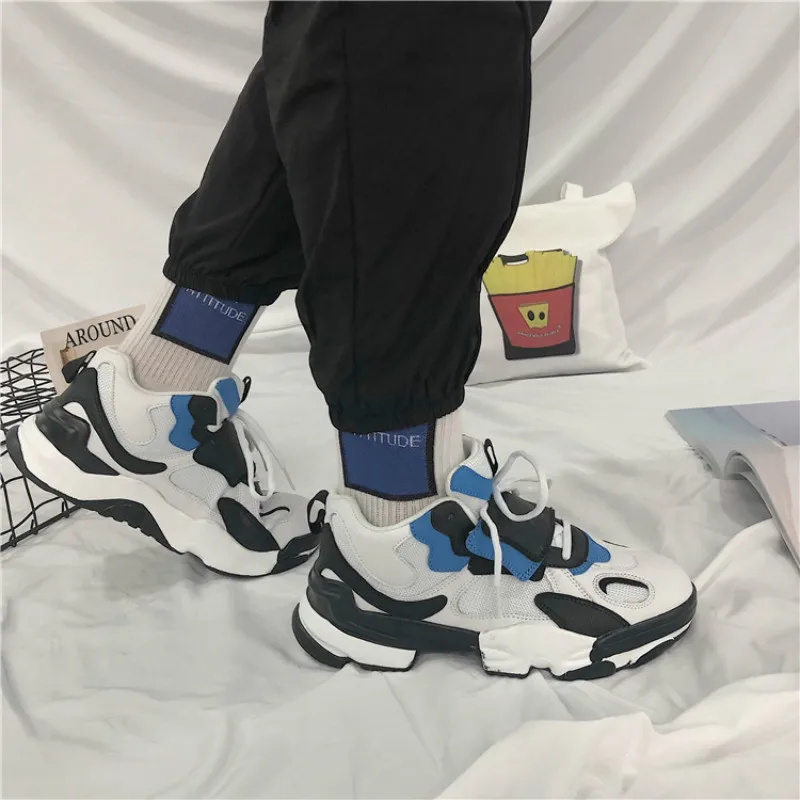 

INS fashion Casual dad sneakers men autumn light Breathable Mesh+ leather Shoes hip hop Platform Sneakers Chaussure Femme