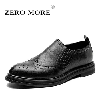 

ZERO MORE Mens Shoes Casual Pointed Toe Formal Designer Shoes Men British Dress Fashion Loafers Slip On Brogues Shoes Luxury