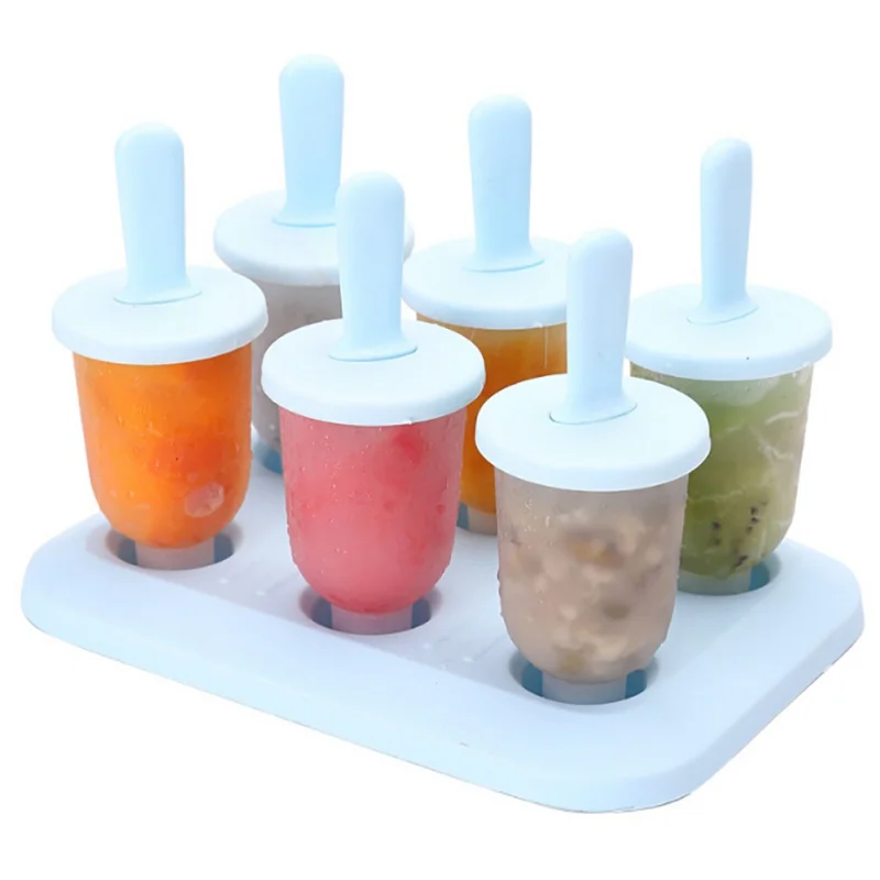 6 Freezer Ice Pop Maker Mold Popsicle Dessert Ice Cream Frozen Pops Cake Treats Kitchen tools