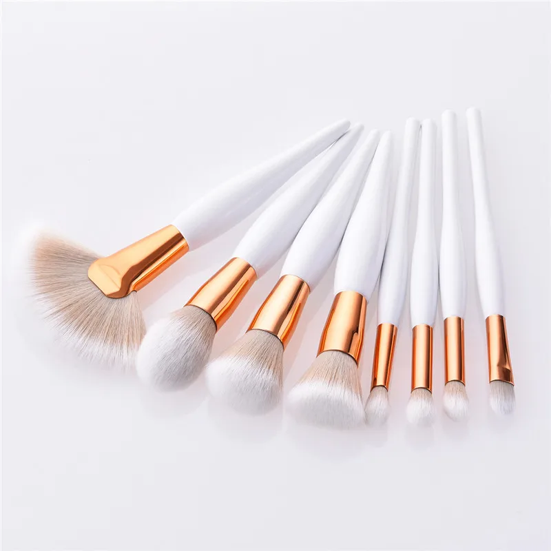 

4/8PCS makeup brushes set soft synthetic hair wood handle brushes fan flat brush kit for women eyeshadow facial make up T08051