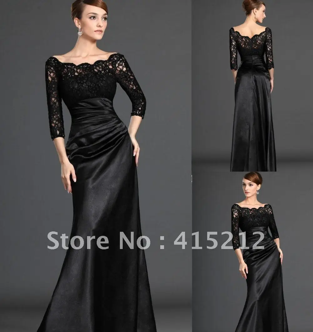 2013 Free Shipping Evening Dress Bateau Three Quarter Sleeve Plus Size ...