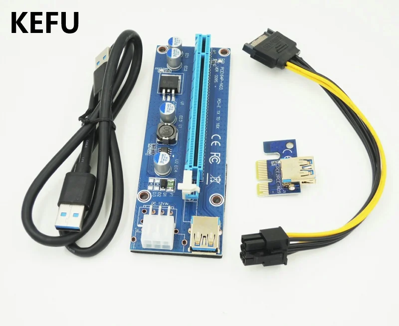 20 шт./лот KEFU 2018 VER009S PCI E Райзер Экспресс 1X до 16x USB 3 0 карта адаптера Райзера|Платы
