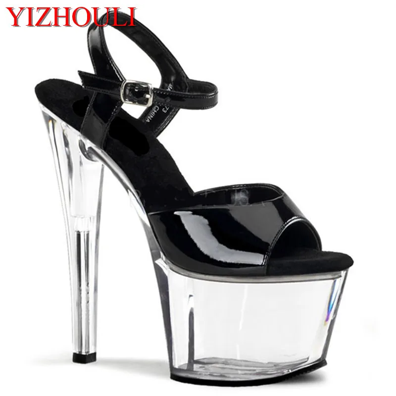 

17cm Super high heels sandals sex appeal, fish mouth catwalk shows Dance Shoes show interest temptation