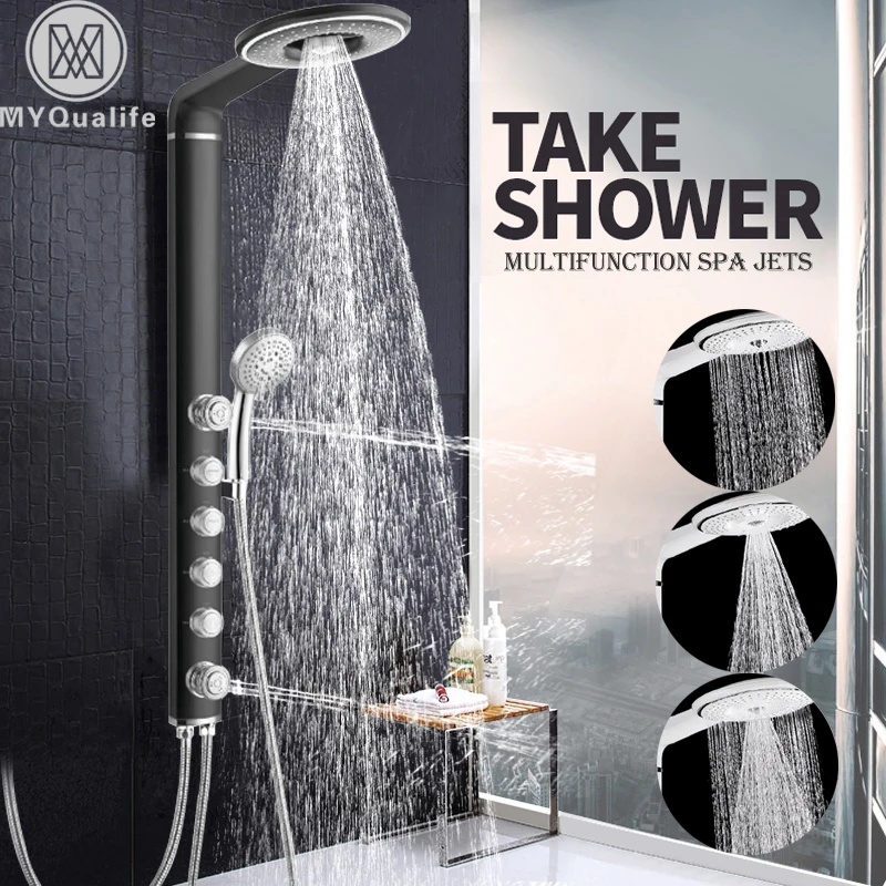 Bathroom Shower Faucets Set Black Shower Faucet System Wall Mount