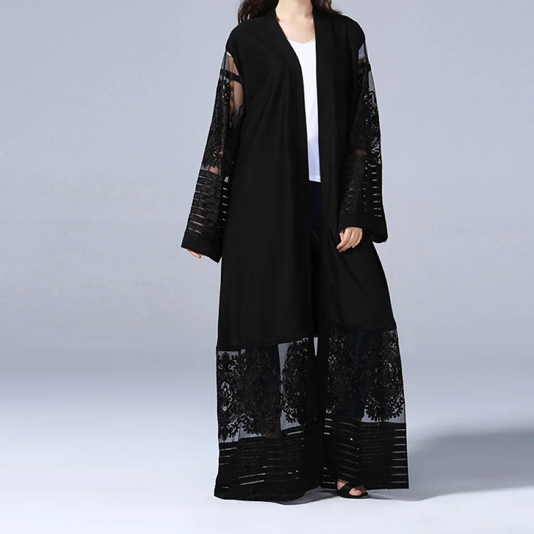 

S-XL Dubia Style Muslim Abaya Kaftan Open Islamic Maxi embroidery Women Dress Caftan Jilbab Robe Arabic Cardigan
