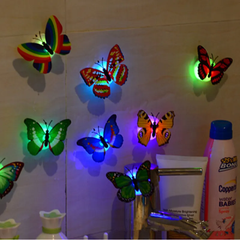 Lovely Creative Color Changing ABS Butterfly LED Night Lights Lamp Beautiful Home Decorative ...
