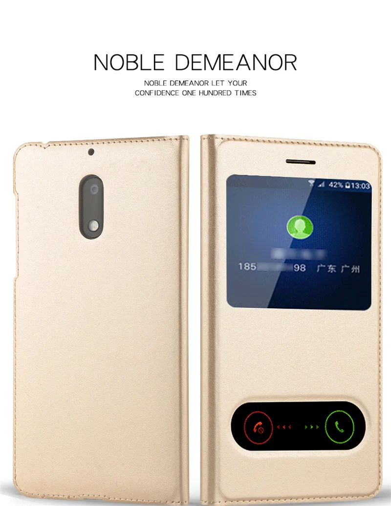 Flip leather case with 2 windows for Nokia 6 (2)