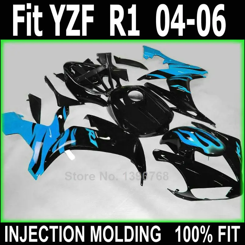 

Injection molded fairings for Yamaha YZFR1 2004 2005 2006 blue black body work parts fairing kit YZFR1 04 05 06 NV108