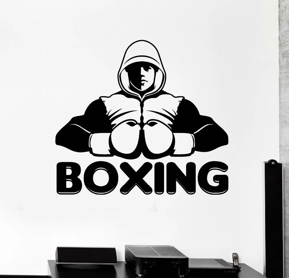 New Design Vinyl Wall Decal Boxing Club Words Boxer Sports Stickers
