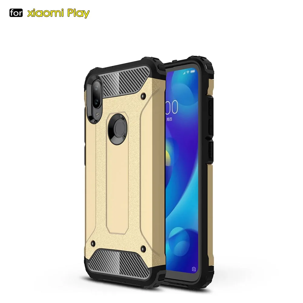 Противоударный чехол-броня Coque 5.84For Xiaomi mi Play чехол для Xiaomi mi играть mi Play чехол для телефона чехол-лента на заднюю панель - Цвет: Golden