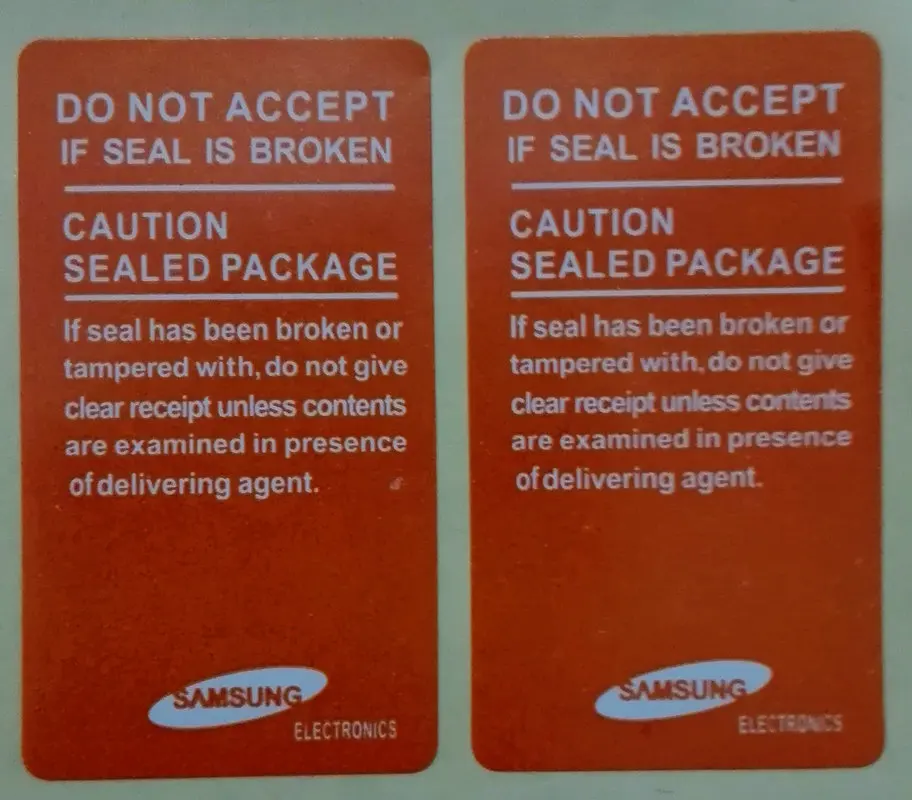 Best quality seal label sticker for SAMSUNG galaxy N7100 Note 3 S3 S4 S5 Package box sealing strip4525mm1000pcs free shipping