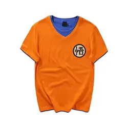 Dragon Ball Сон Гоку Косплэй поддельные Двойка футболка Для мужчин Рубашка с короткими рукавами рубашка повседневная верхняя одежда