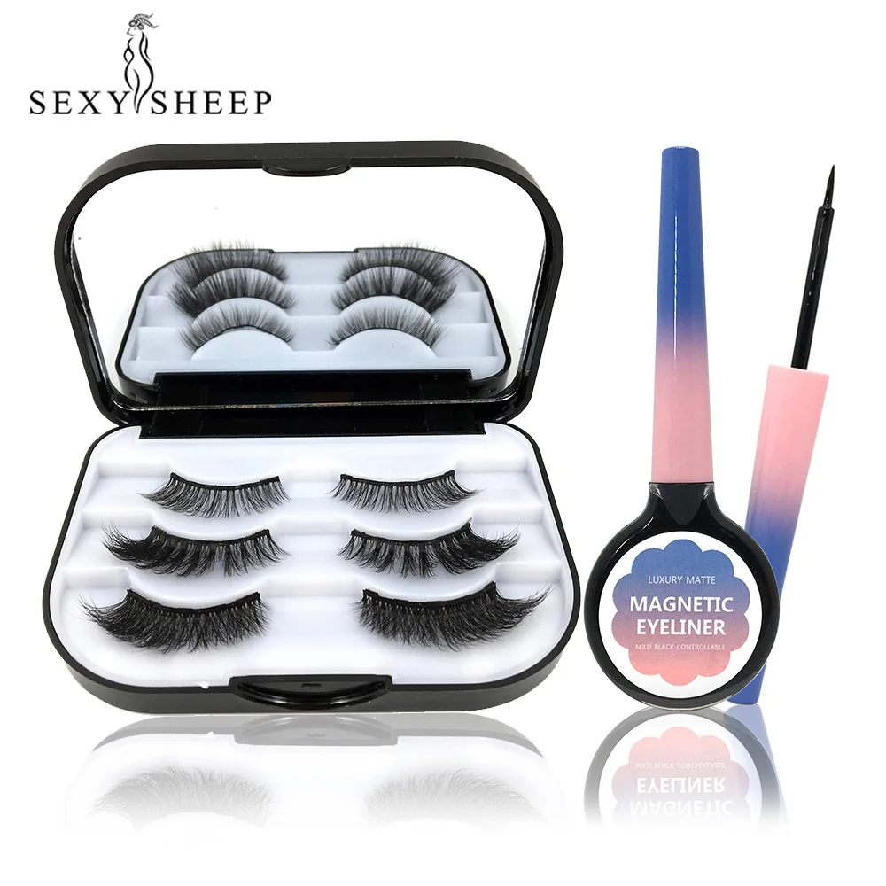 

3 Pairs Magnetic Eyelashes Magnetic Eyeliner+ False Eyelashes Set Waterproof Long Lasting Magnetic Lashes Eyelash Extension