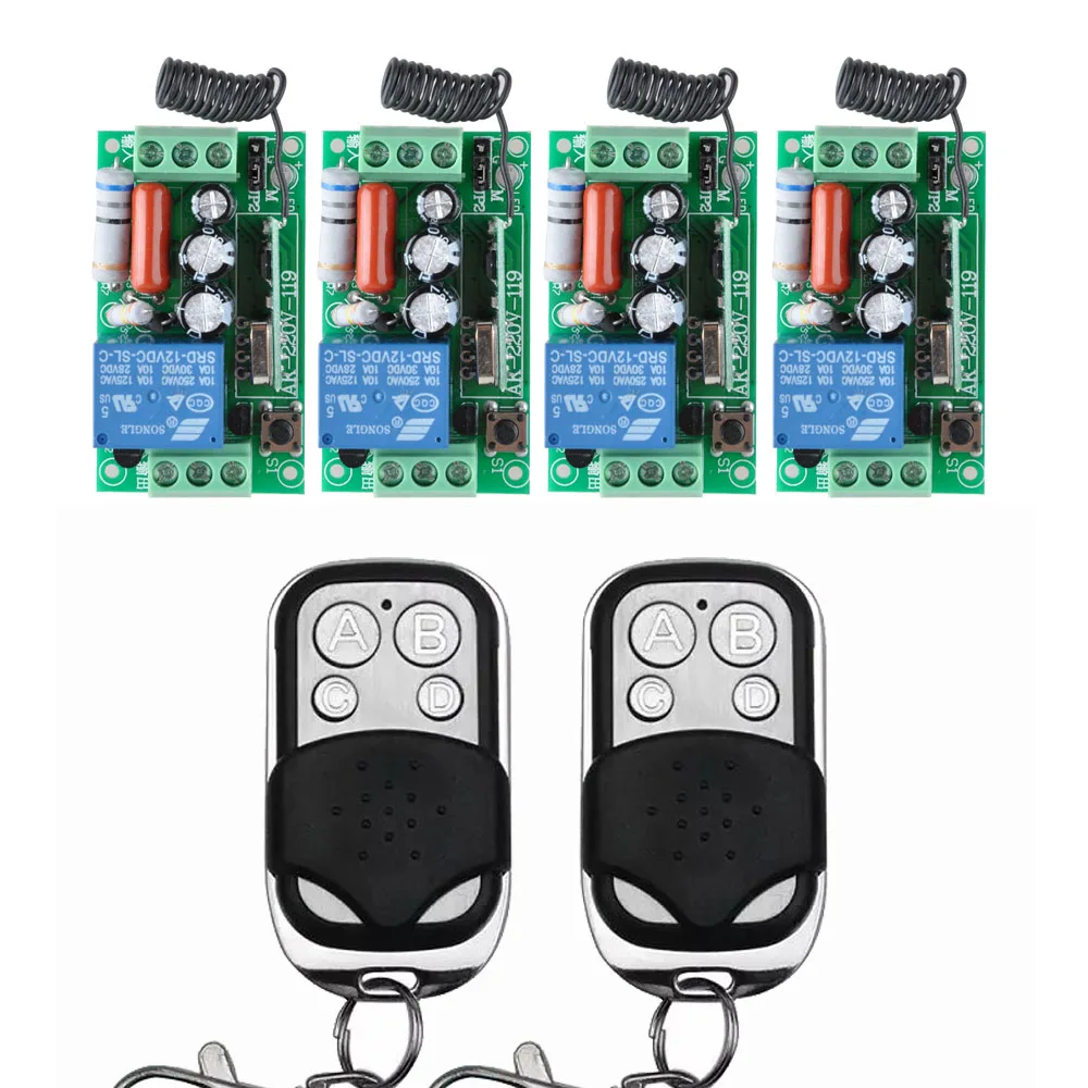 4 приемника+ 2 передатчика AC 220V 10A беспроводной пульт дистанционного управления беспроводной светильник переключатель системы в 433,92 Mhz
