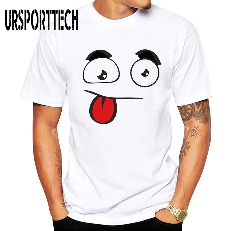 

URSPORTTECH Summer Men T Shirt 3D Funny Emoji Expression Print T Shirts Men Casual Short Sleeve O Neck Tshirts Man Top Tees Soft