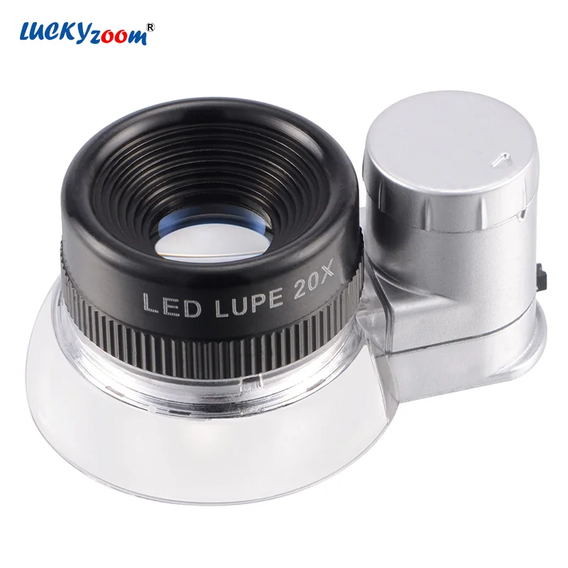 20X High Magnification Magnifying Glass 6 LED Illuminated Jewelry Magnifier Loupe Barrel type