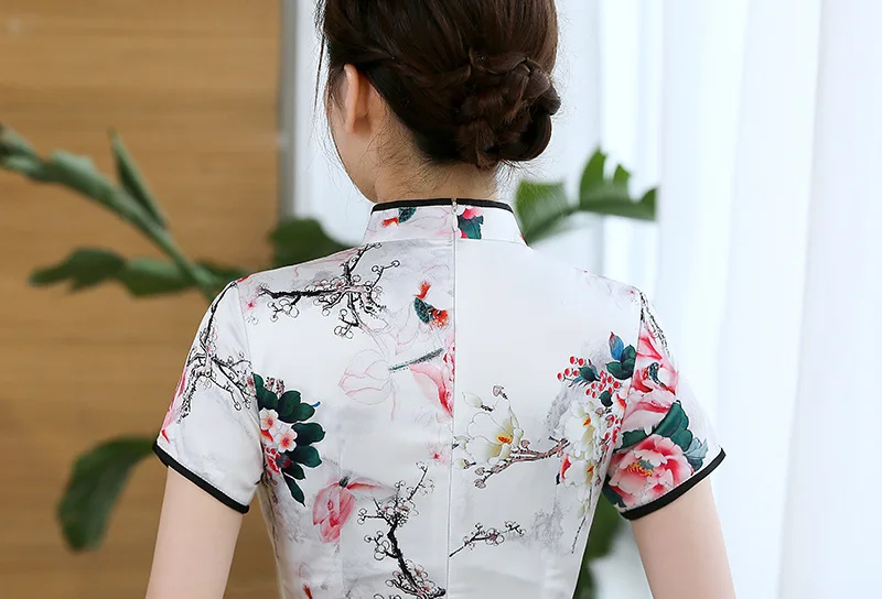 Aodai негабаритный 4XL китайское традиционное женское платье винтажное женское сексуальное Cheongsam Элегантное вискозное платье с принтом ручной работы и пуговицами Ципао