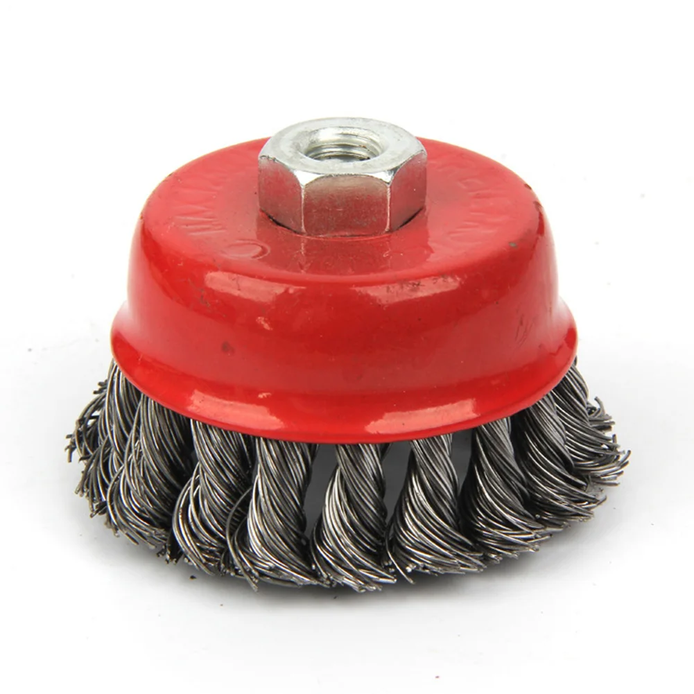 

Rust Clean Metal Quick Edge Blending Flat Cup Rotary Twist Knot Paint Remove Red Steel Wire Wheel Deburring Angle Grinder Brush