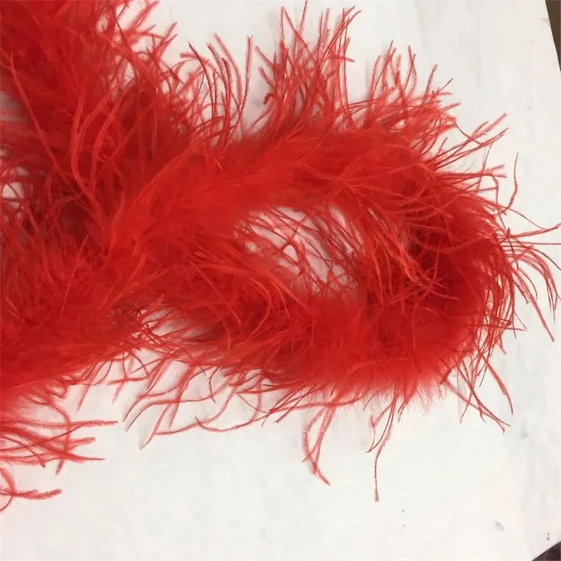 Перьев! 4 м 2 истории высокое качество натуральный страусиное перо питона украшения свадебные Страусиные боа - Цвет: Красный