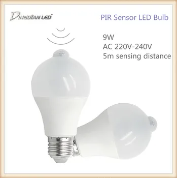 

220-240V PIR Sensor LED Bulb E27 LED lights 9W Smart Infrared Body Detection Led Lamp Motion Light Sensitive Indoor Lighting Bul