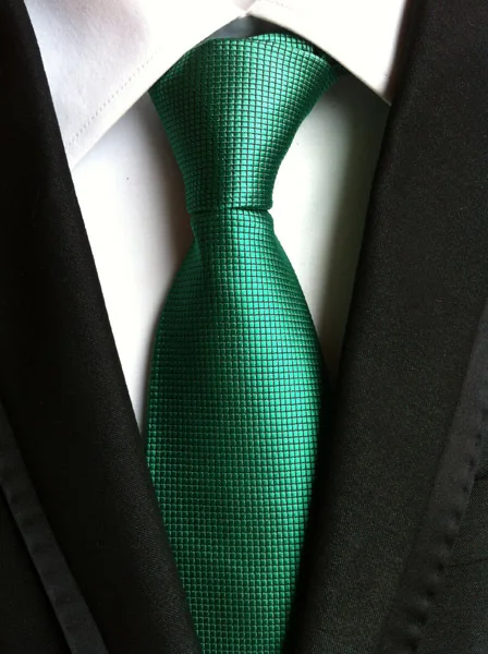 

8cm Jacquard Woven Tie Men Formal Necktie Gravata Solid Dark Green Grids