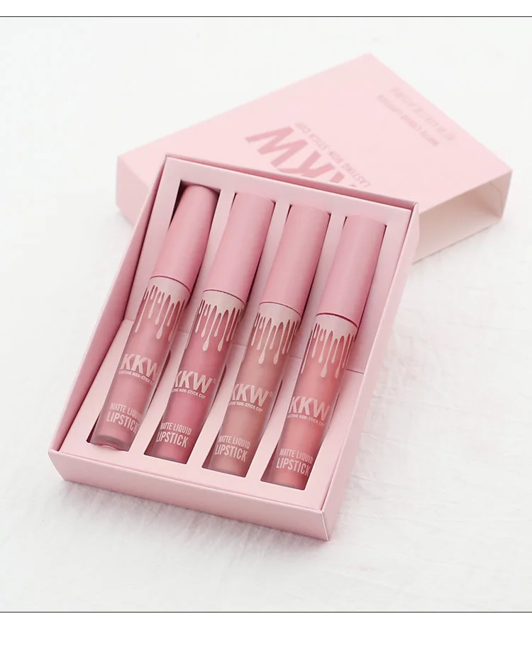 4PCS/SET Kyliejenner Lipstick Set Liquid Matte Lipstick Waterproof Kilie Lipgloss Set Kit Lipgloss Matte Kyliejenner Cosmetics