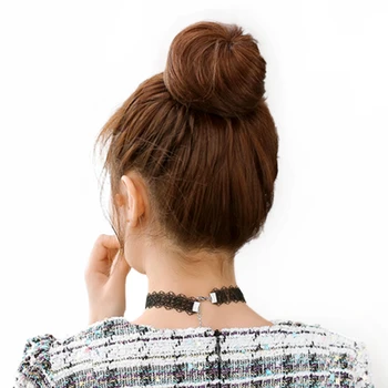 

MEIFAN Short Hair Chignon Heat Resistant Synthetic Hairpieces Elastic Rubber Band Clip In Hair Extensions Chignons