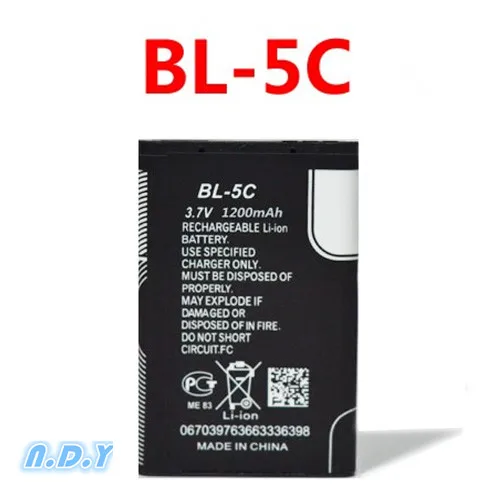 Оригинальный BL 5C Li Ion Батарея для Nokia 1100 1110 1200 1208 1280 1600 2600 2700 3100 3110 5130 6230 6230i N70