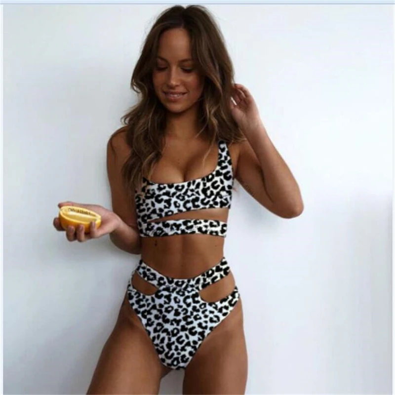 

High waist Bikini Leopard Swimsuit Sexy Swimwear Women 2019 Biquini Bikinis Swimming Suit for Women Hollow Out Bathing Suit