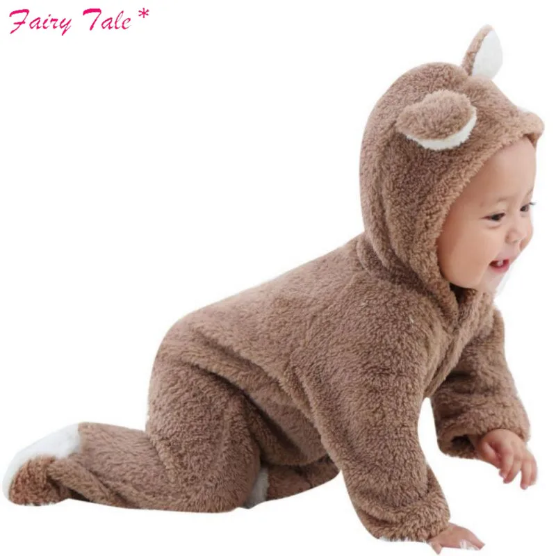 

Autumn Winter Baby Rompers Newborn Coral Fleece Hoodies Jumpsuit Baby Girls Boys Romper Infant Toddle Baby Clothing