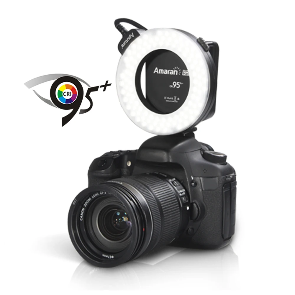 Светодиодный кольцевой светильник Aputure HC100 CRI 95 + Amaran Halo для макросъемки Canon EOS 7D 6D 50D