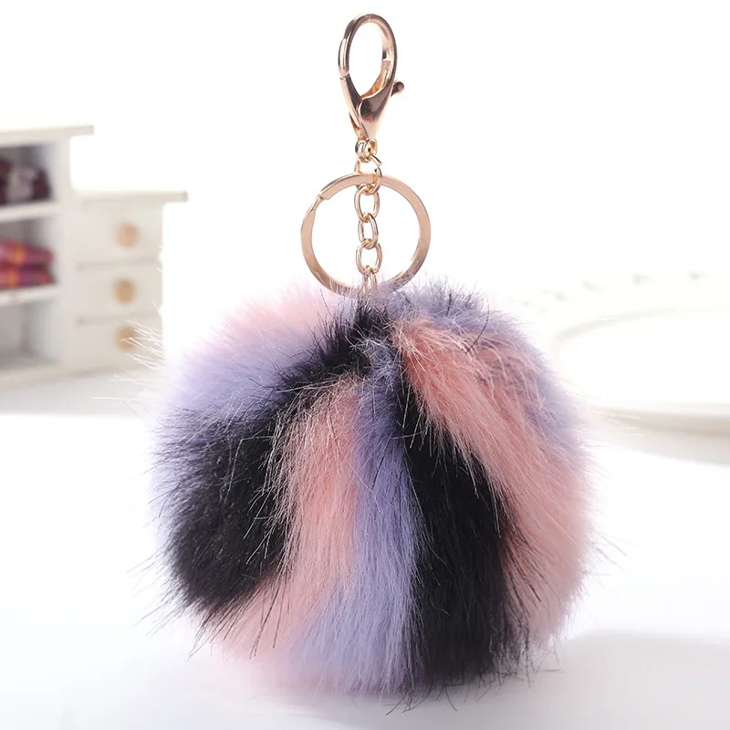 

Multi-color Fluffy Fur Pompom Keychain Cute Fur Pom Pom Balls Key Chain Keyring Car Handbag Pendant for Women Gifts 6 Colors