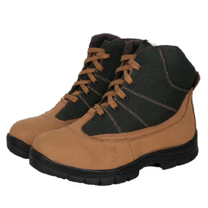 

AMSHCA Big Size 45 46 Men Military boots Cow Suede Leather Ankle Boot for Man Winter Wool Snow Boots Warm Army Shoes Khaki Bota