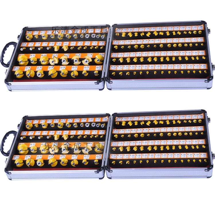 US $149.07 100pcs 14 Shank Tungsten Carbide Router Bit Set Wood Woodworking Cutter Trimming Knife Forming Milling W Wood Case Box