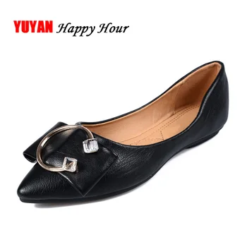 

Fashion Brand Shoes Women Pointed toe Flat Footwear Soft Leather Women's Flats Office Ladies Single Shoes Plus Size 10 A069