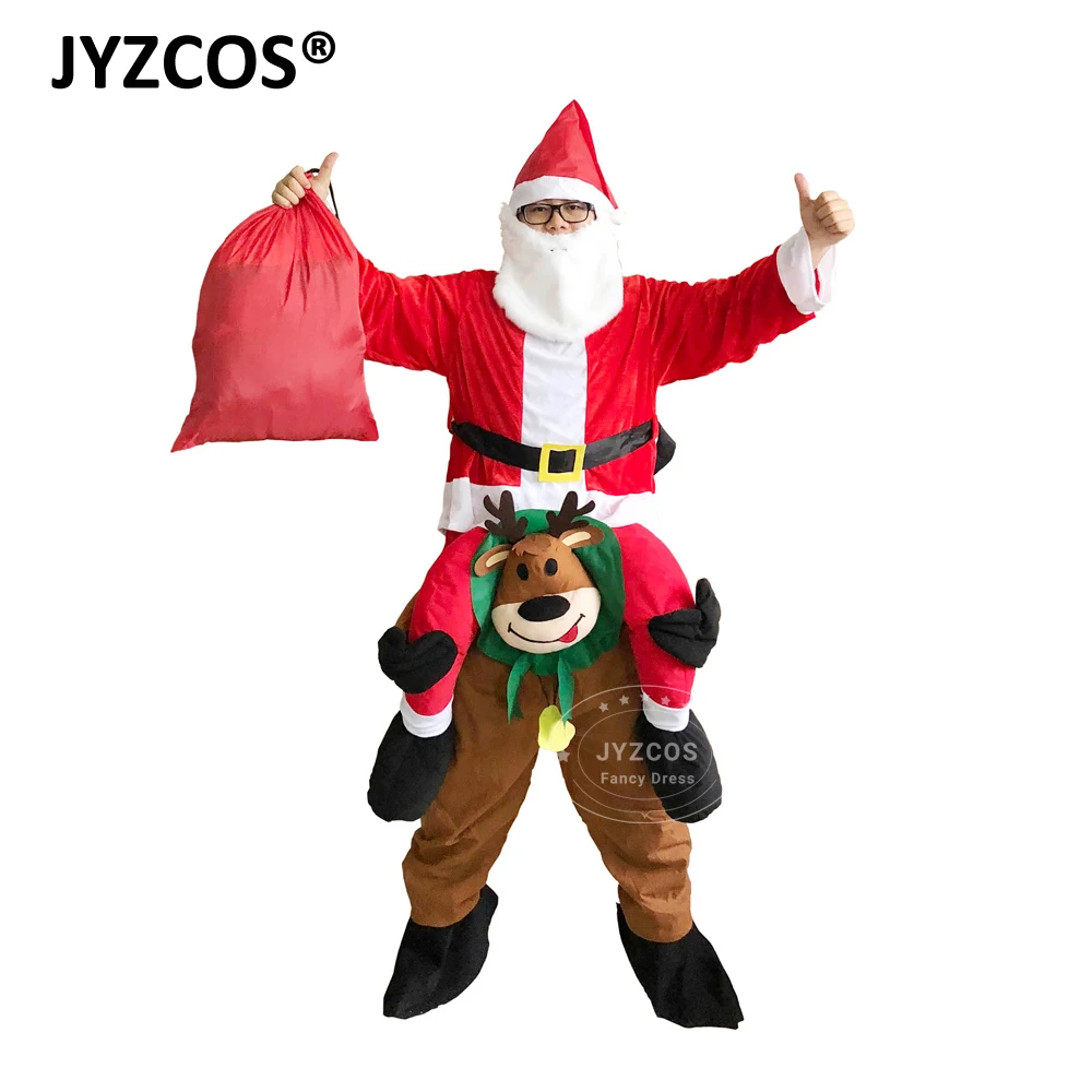 

JYZCOS Adult Santa Claus Riding Deer Costume Christmas Costume Halloween Party Costume for Women Cosplay Costume Fancy Dress
