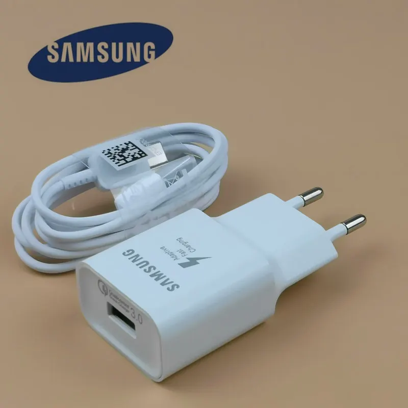 

Samsung Galaxy Fast Charger s10 s10e s8 s9 plus note 8 9 a5 2017 Original qc 3.0 Adaptive rapid Charge Power Adapter Usb Cable