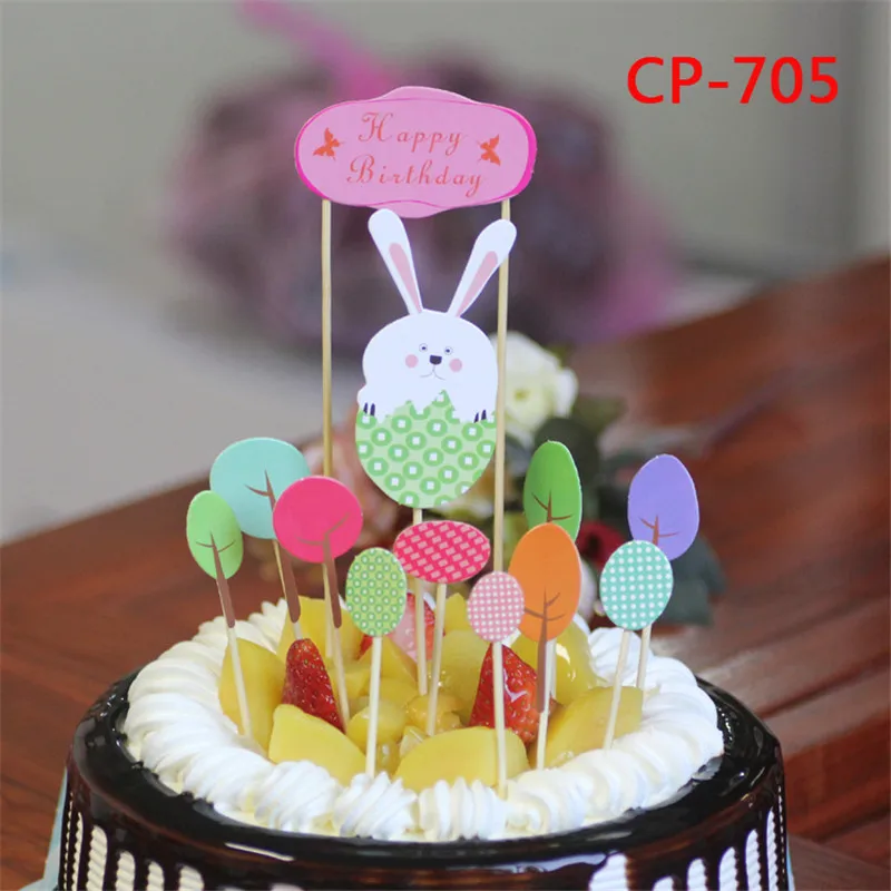 1Set Happy Birthday Cake Toppers Princess Super Wings Kids Favors Cartoon Cake Flags Wedding Cupcake Decor Baby Shower Party - Цвет: CP-705