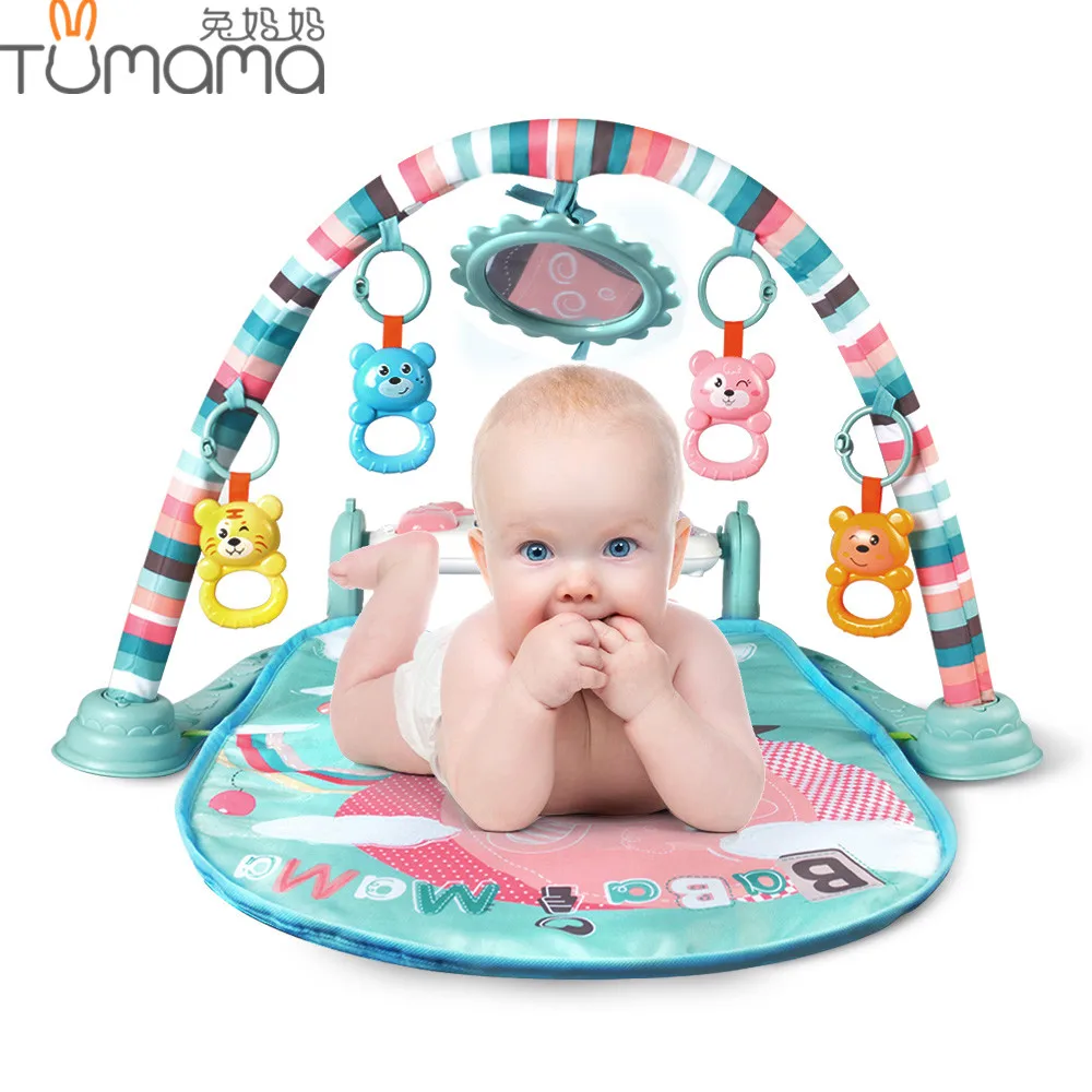 

Tumama Baby Fitness Rack Toy Piano Musical Play Mat Gym Toys Keyboard Newborn Infant Early Education Carpet Develop Crawling Pad