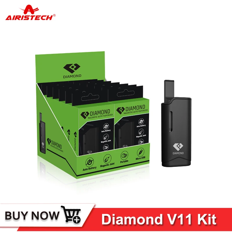 

Original Airistech Diamond v11 kit Mini Portable Vaporizer Box Mod 1.0ohm 650mah battery Magnetic Auto Vape pen E Cigarette