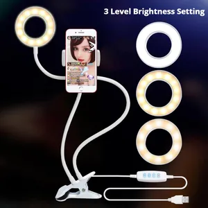 Image 1 - Usb ライトスタジオ selfie led youtube の携帯電話ホルダースタンドライブメイクカメラランプ iphone android 用 led リングライト