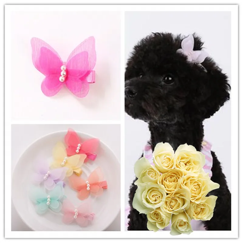 

Pet Bow Dog Beauty Dress Up Accessories Snow Yarn Hairpin Princess Hairpin Pearl Head Jewelry