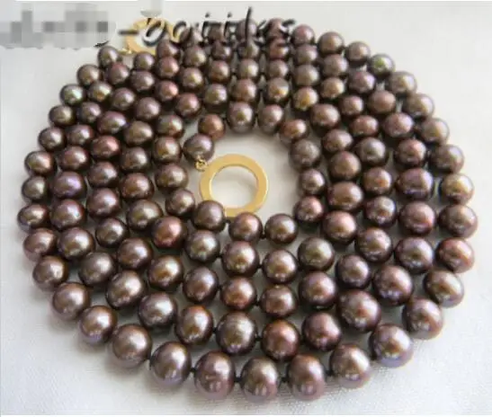 

Hot sale new Style >>>>>50'' 10mm Brown Round Freshwater Pearl Necklace