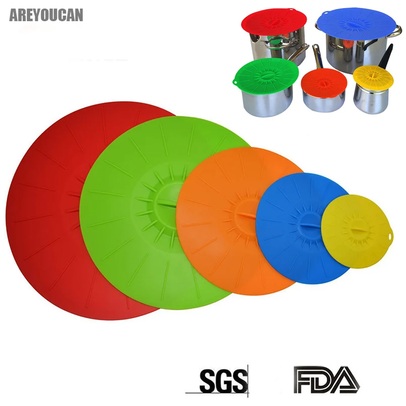 

2018 Hot Sale Celulares Cookware 5 Set Silicone Lids Suction Food Saver Covers Cover Fresh For Pots Pans Bowls Cups Containers