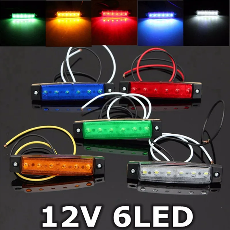 1PCS DC12V 6 LED Truck Trailer Side Marker Indicators Lights Brake Signal Lamp Red Green Yellow White Blue Purple | Лампы и освещение
