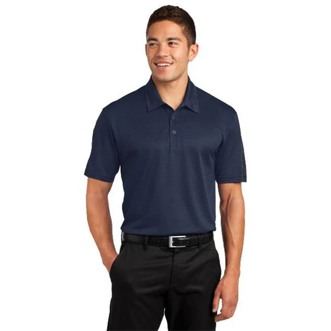 Sport-Tek ST695 Mens PosiCharge Active Textured Colorblock Polo T-Shirt True Navy & Grey - Extra Large